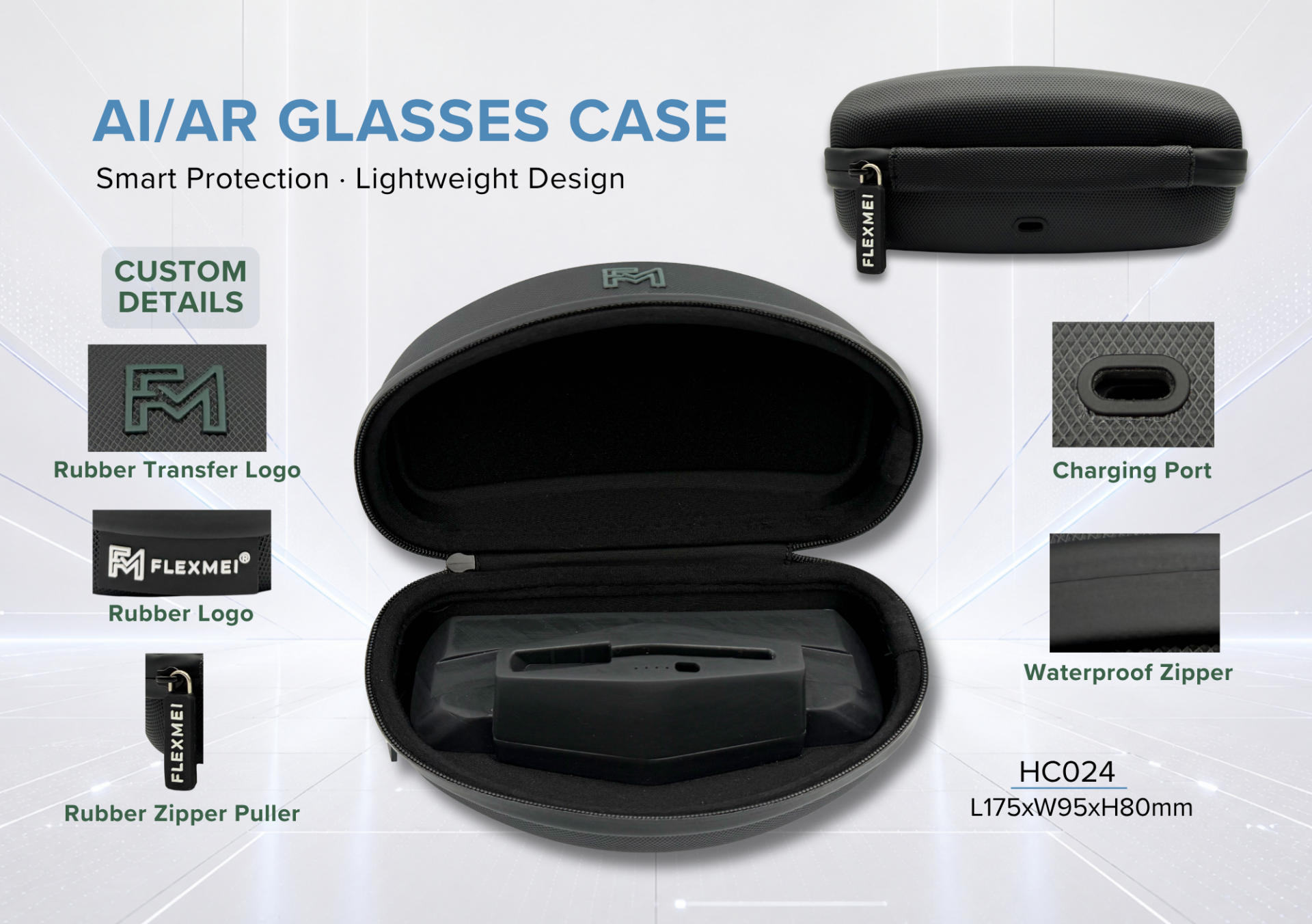 AI Smart Glasses Protective Case with Charging Port AI Smart Glasses Protective Case with Charging Port