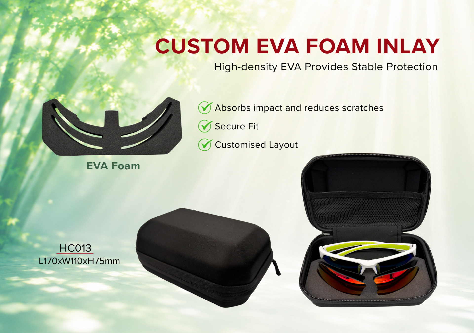 Contoured EVA Eyewear Case with Spare Lens Compartments Contoured EVA Eyewear Case with Spare Lens Compartments