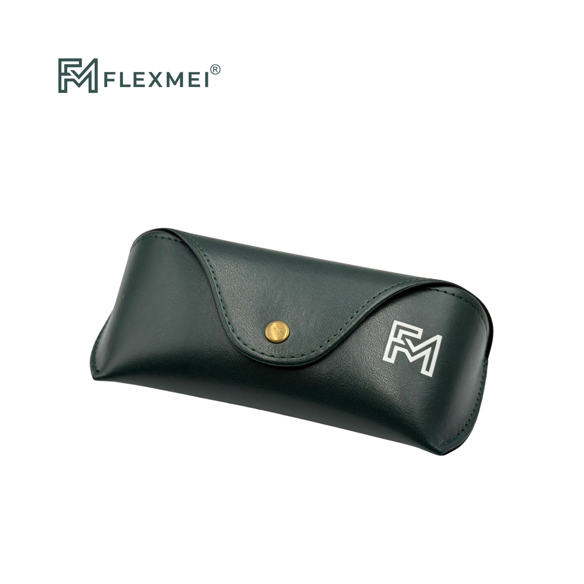 Vegan Leather Flap Eyewear Case-Dark Green