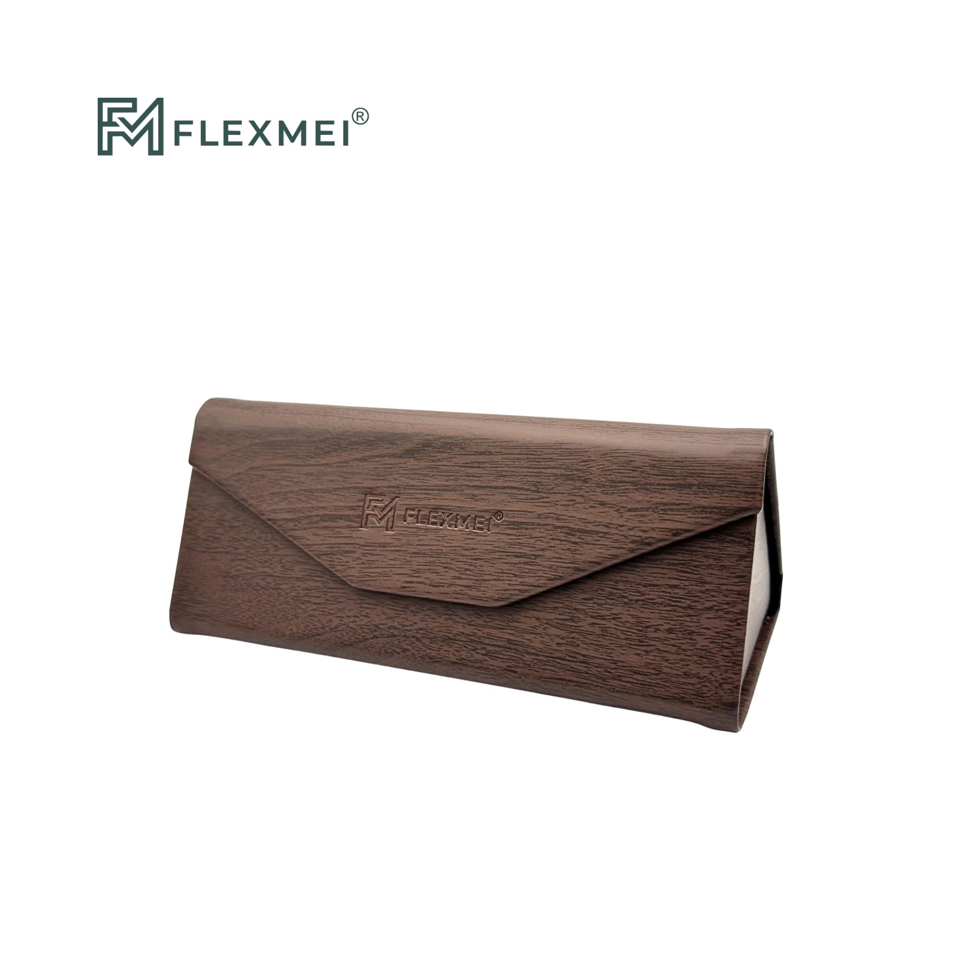 Wood-Grain Triangular Folding Eyewear Case