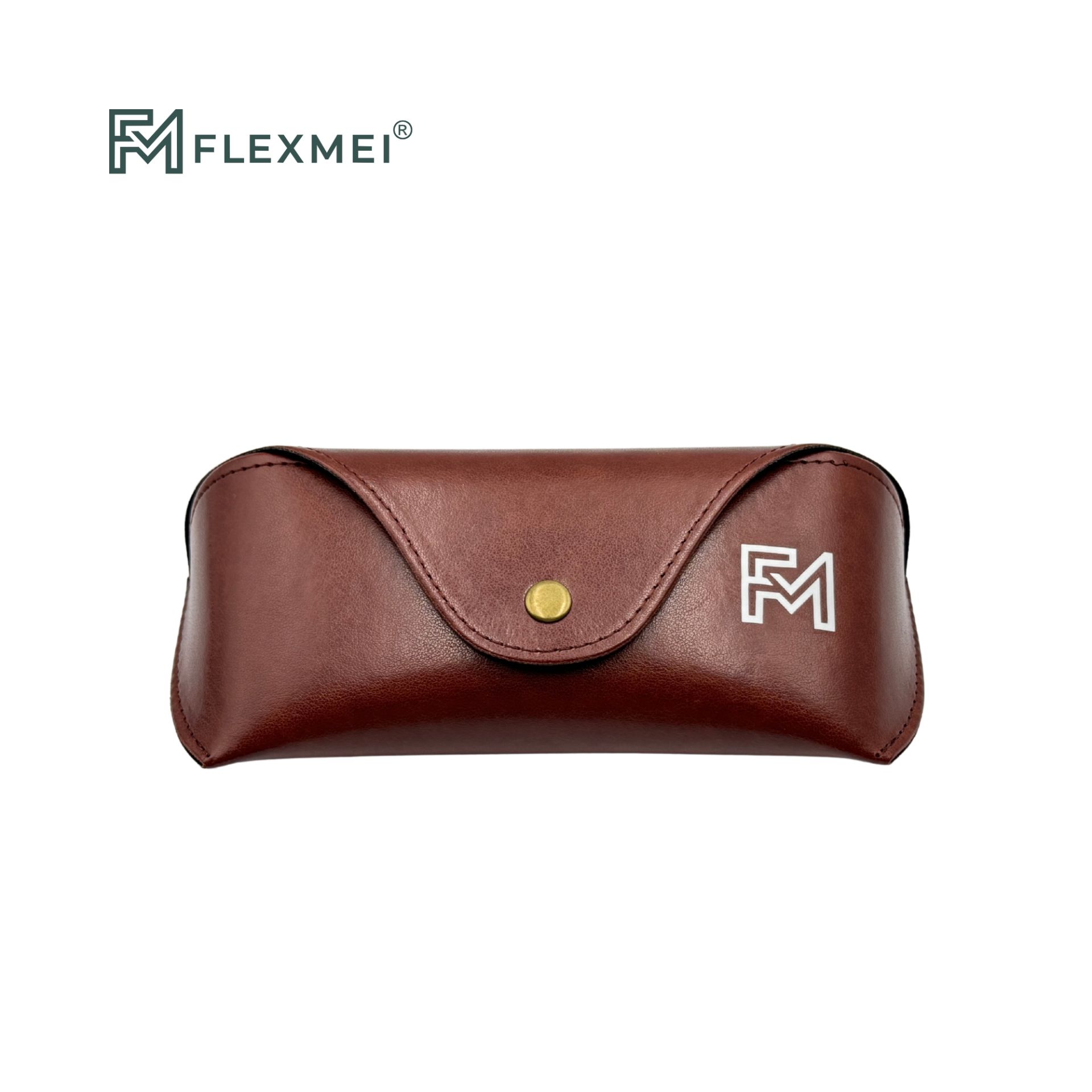 Vegan Leather Flap Eyewear Case-Brown