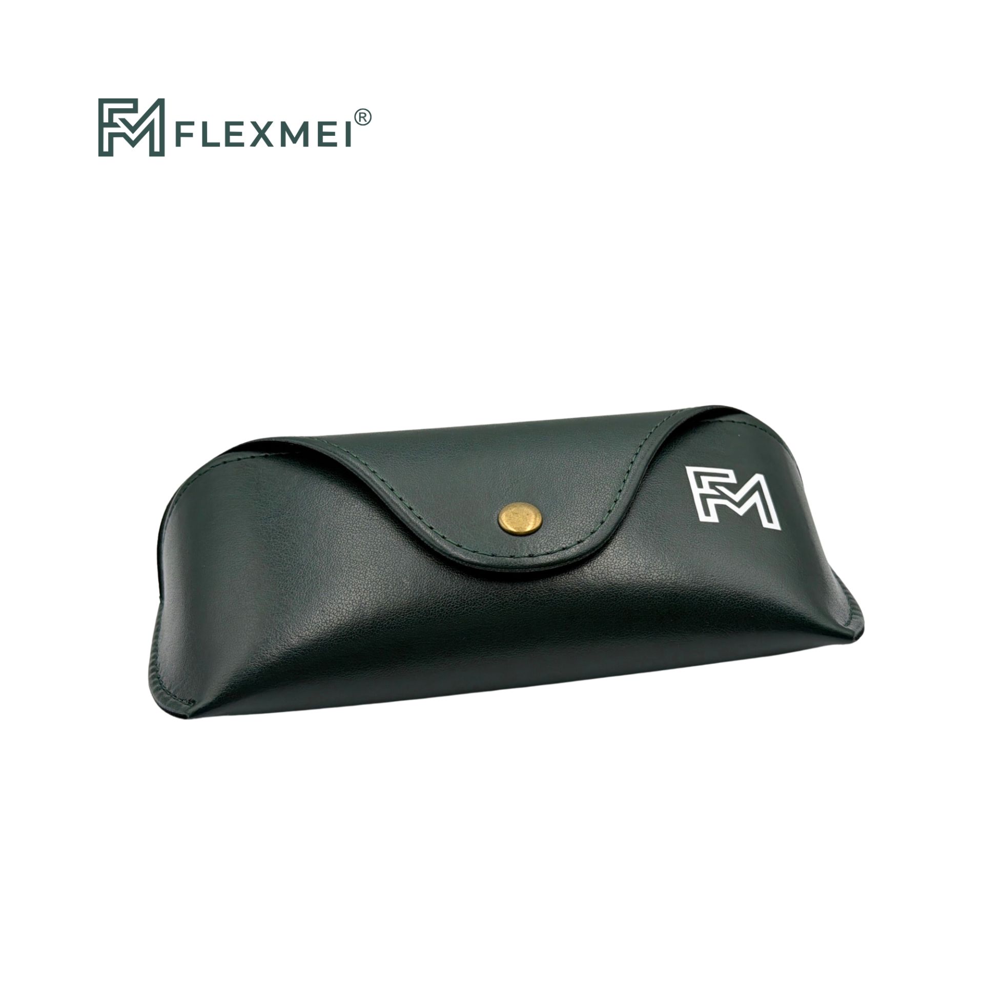 Vegan Leather Flap Eyewear Case-Dark Green