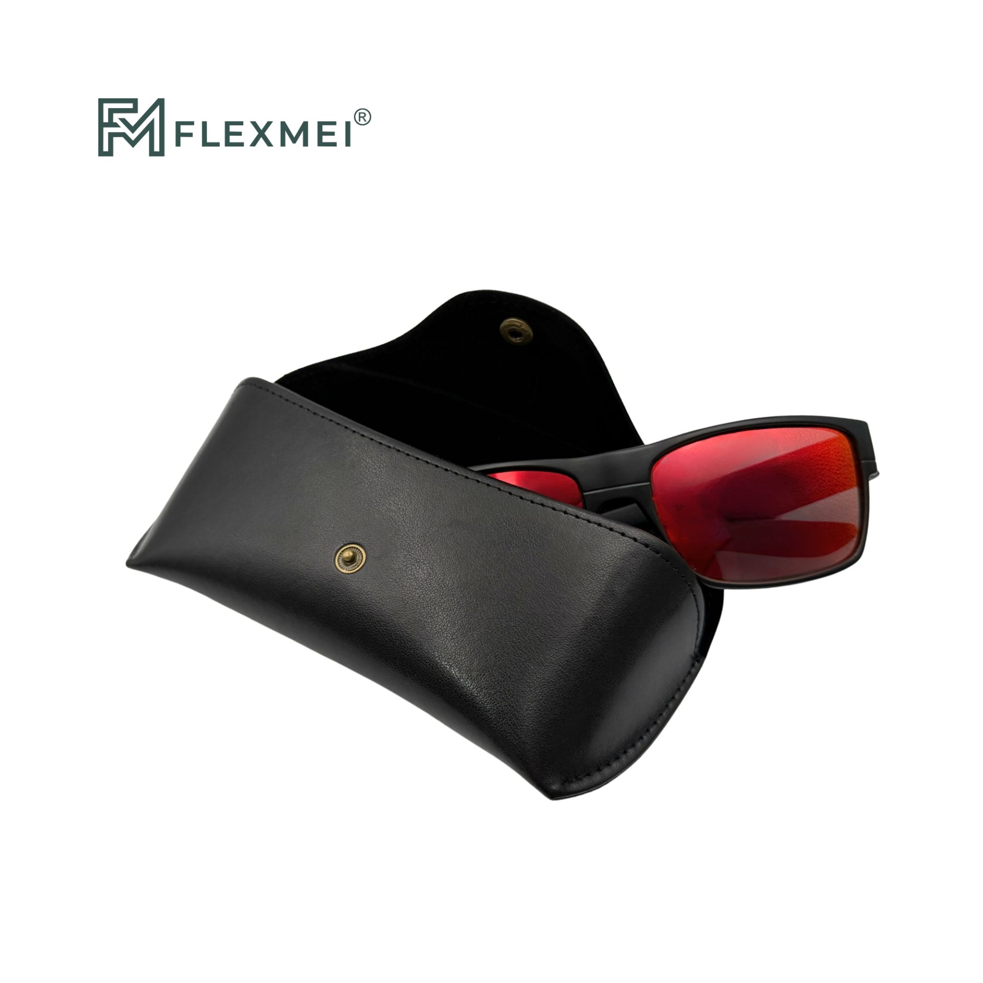 Vegan Leather Flap Eyewear Case-Black