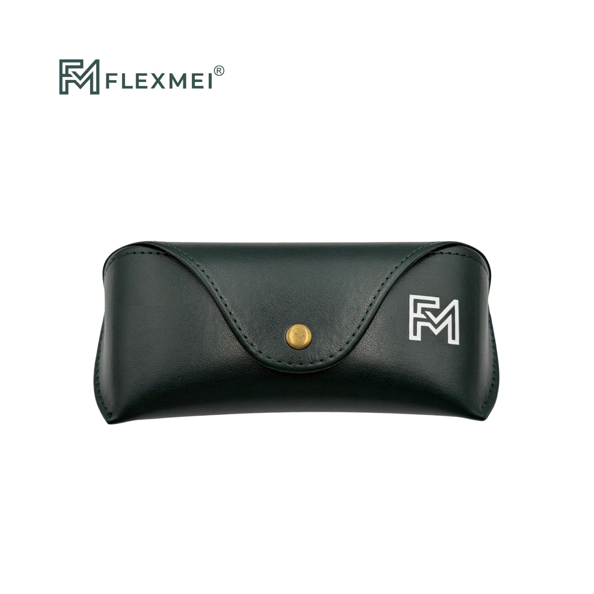 Vegan Leather Flap Eyewear Case-Dark Green
