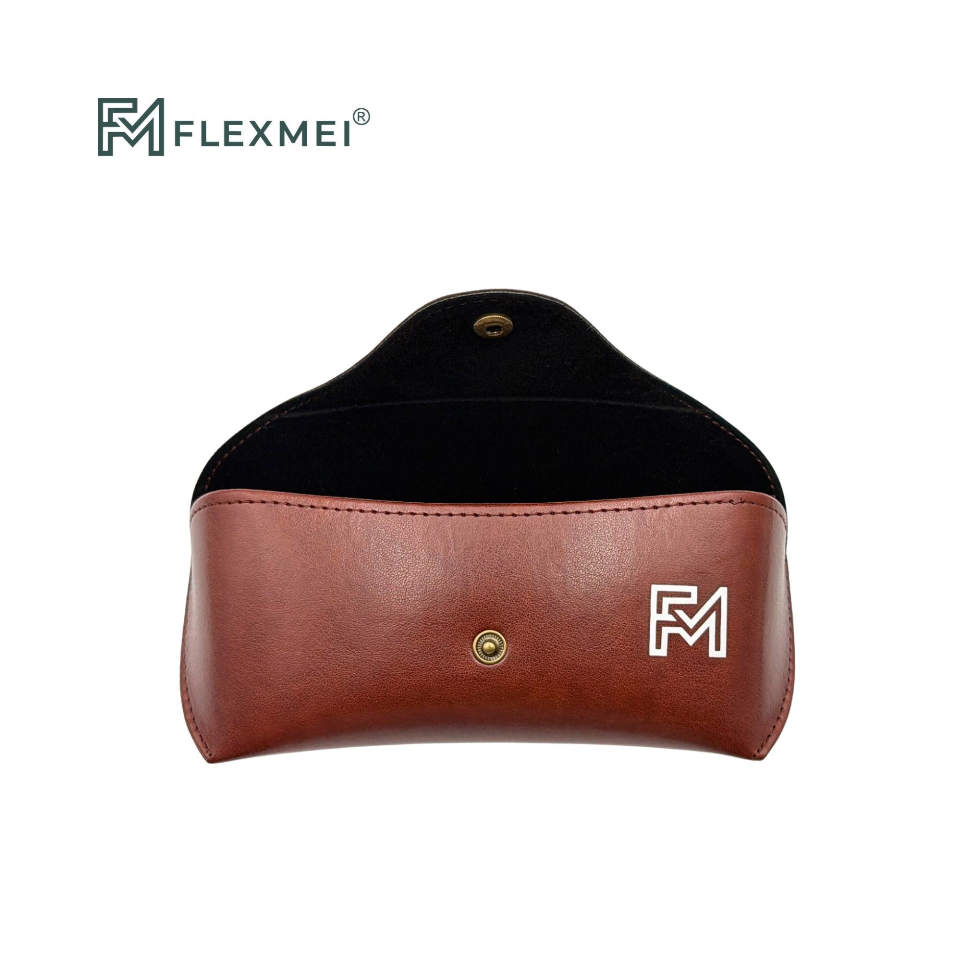 Vegan Leather Flap Eyewear Case-Brown