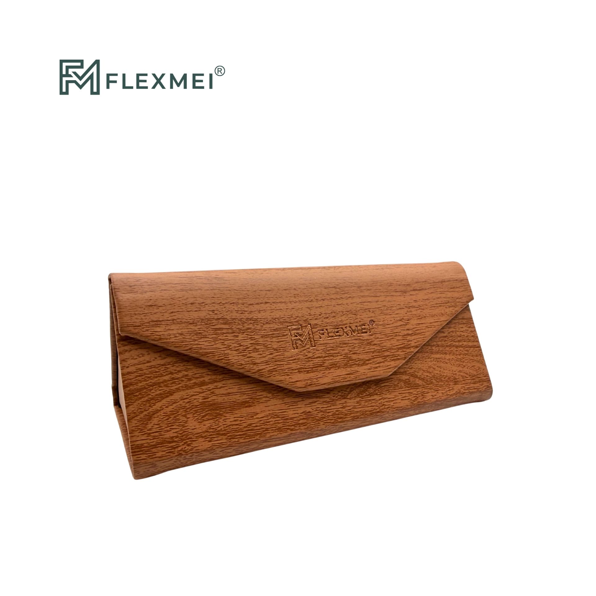 Wood-Grain Triangular Folding Eyewear Case