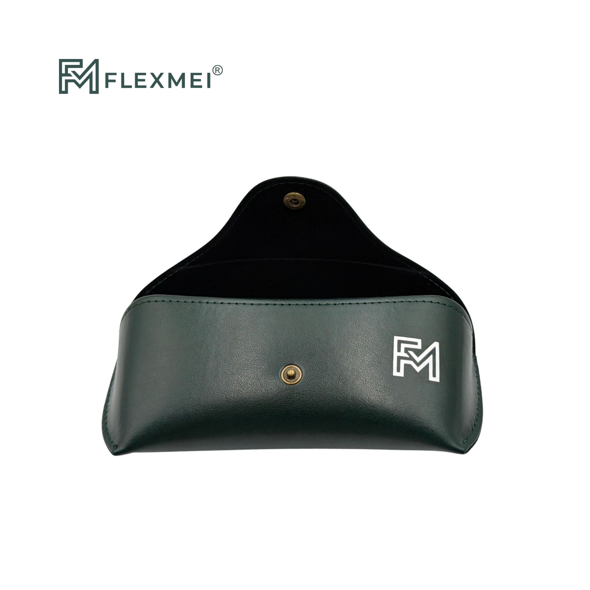 Vegan Leather Flap Eyewear Case-Dark Green