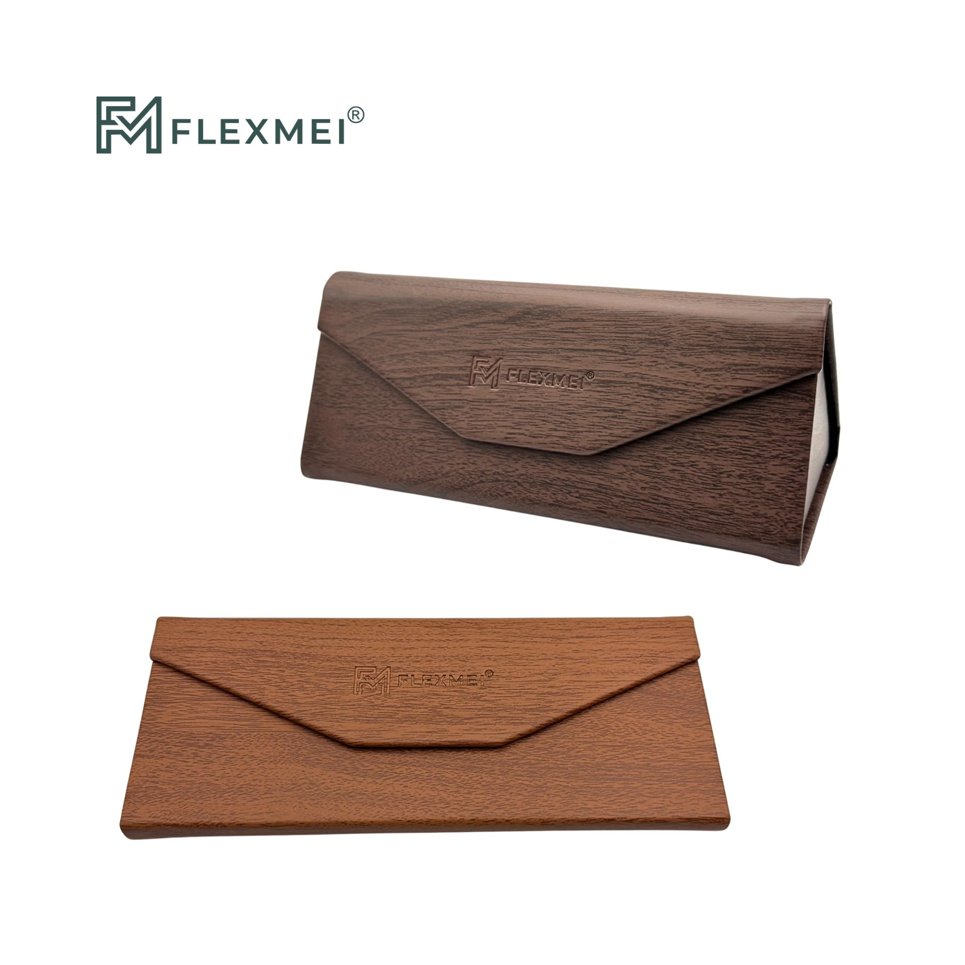 Wood-Grain Triangular Folding Eyewear Case