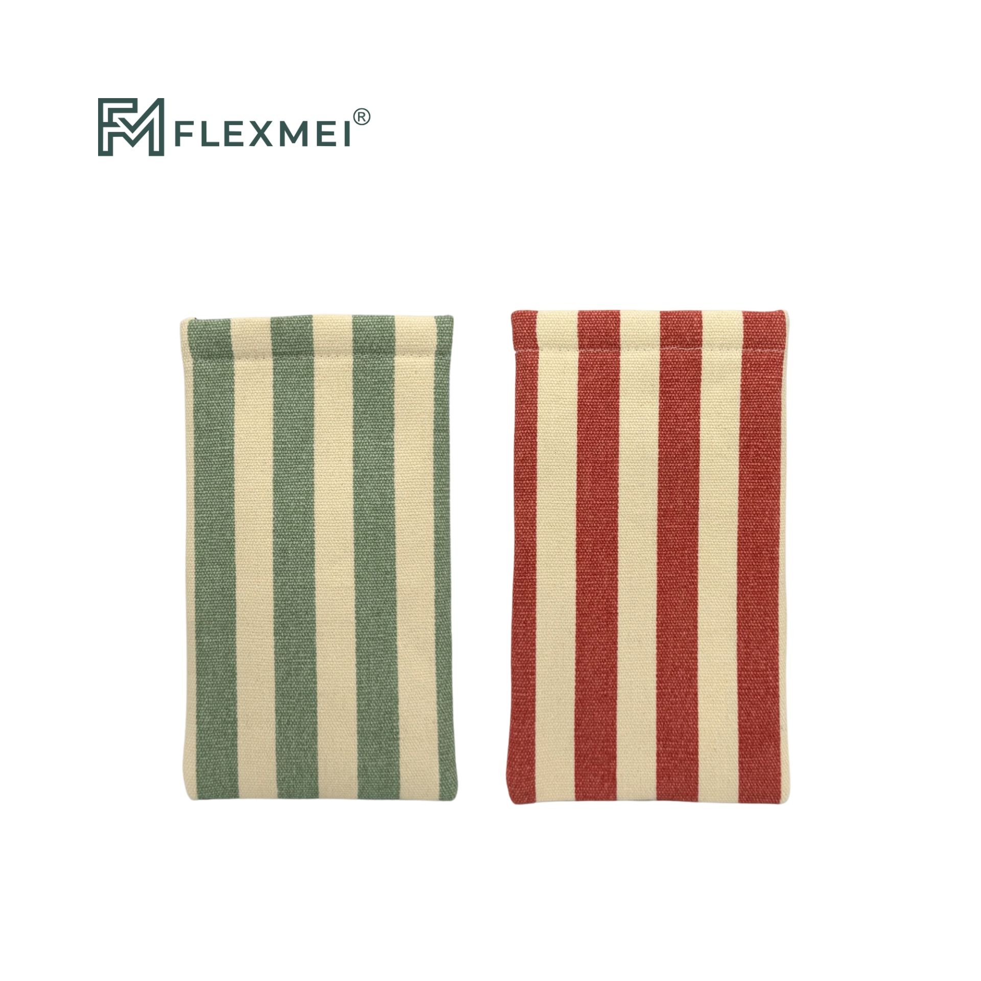 Striped Canvas Squeeze-Top Eyewear Pouches