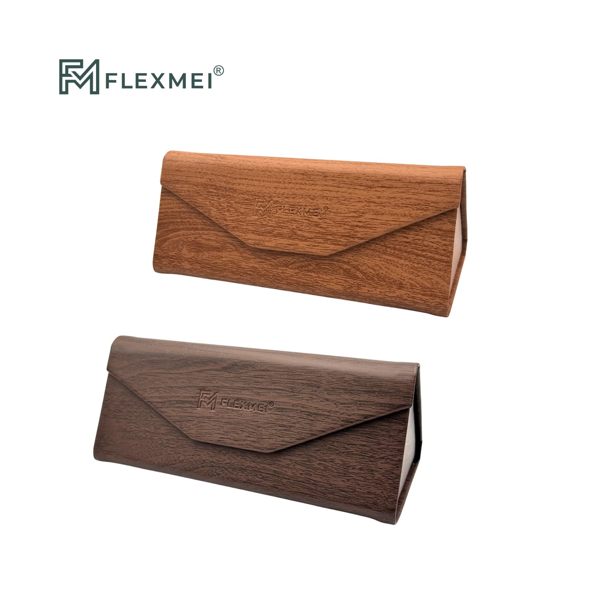 Wood-Grain Triangular Folding Eyewear Case