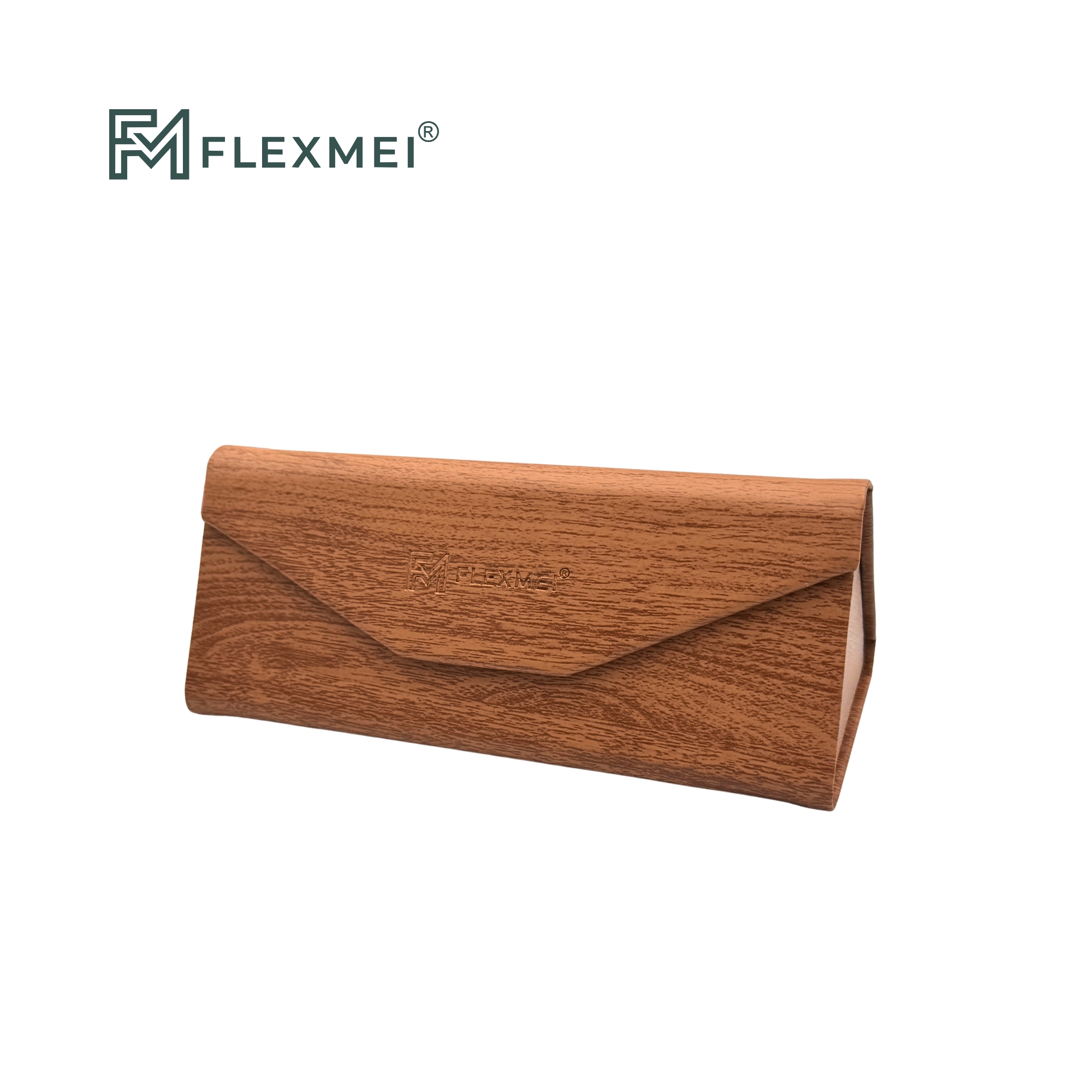 Wood-Grain Recycled PU Folding Glasses Case