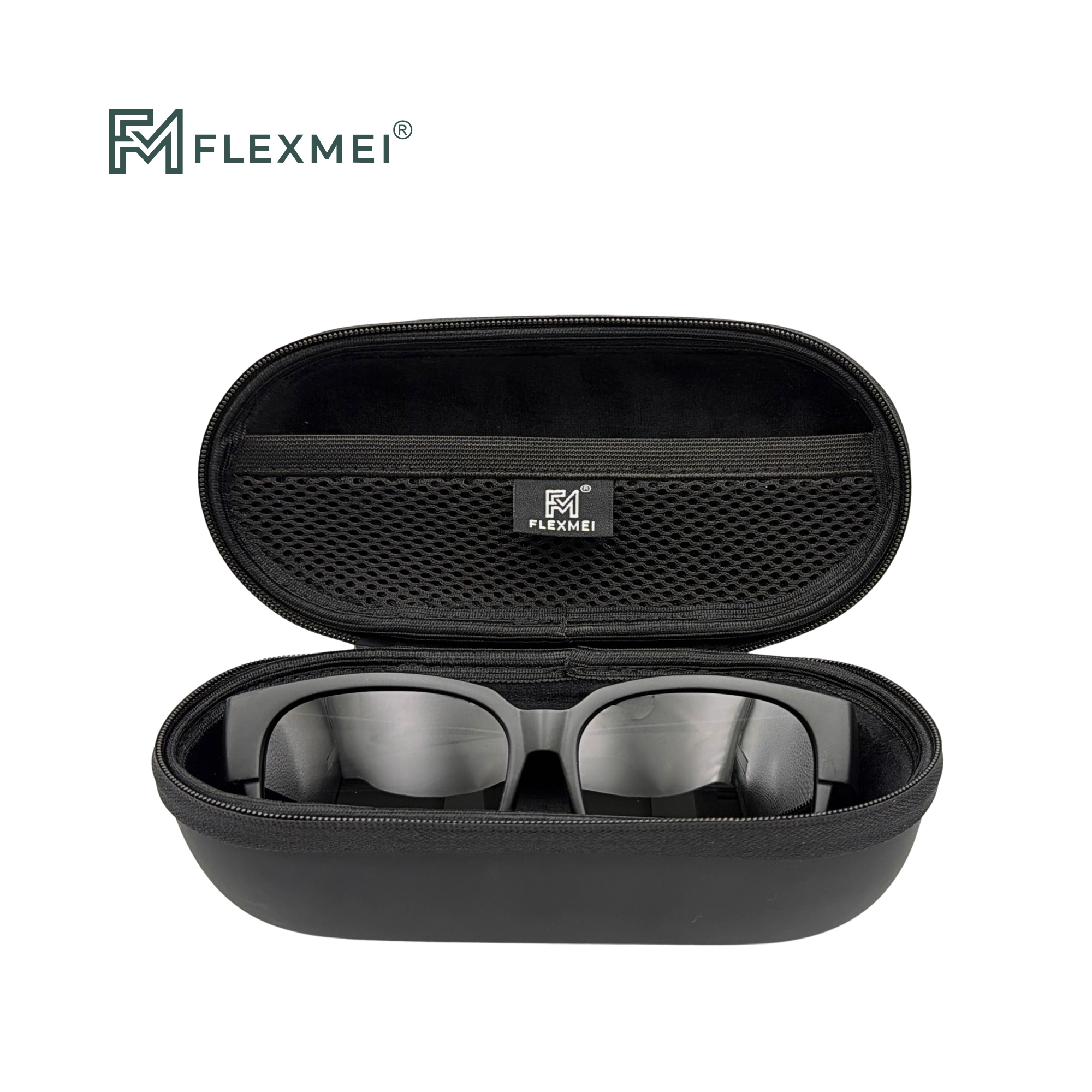 Round AI Smart Glasses Case with Wrist Strap
