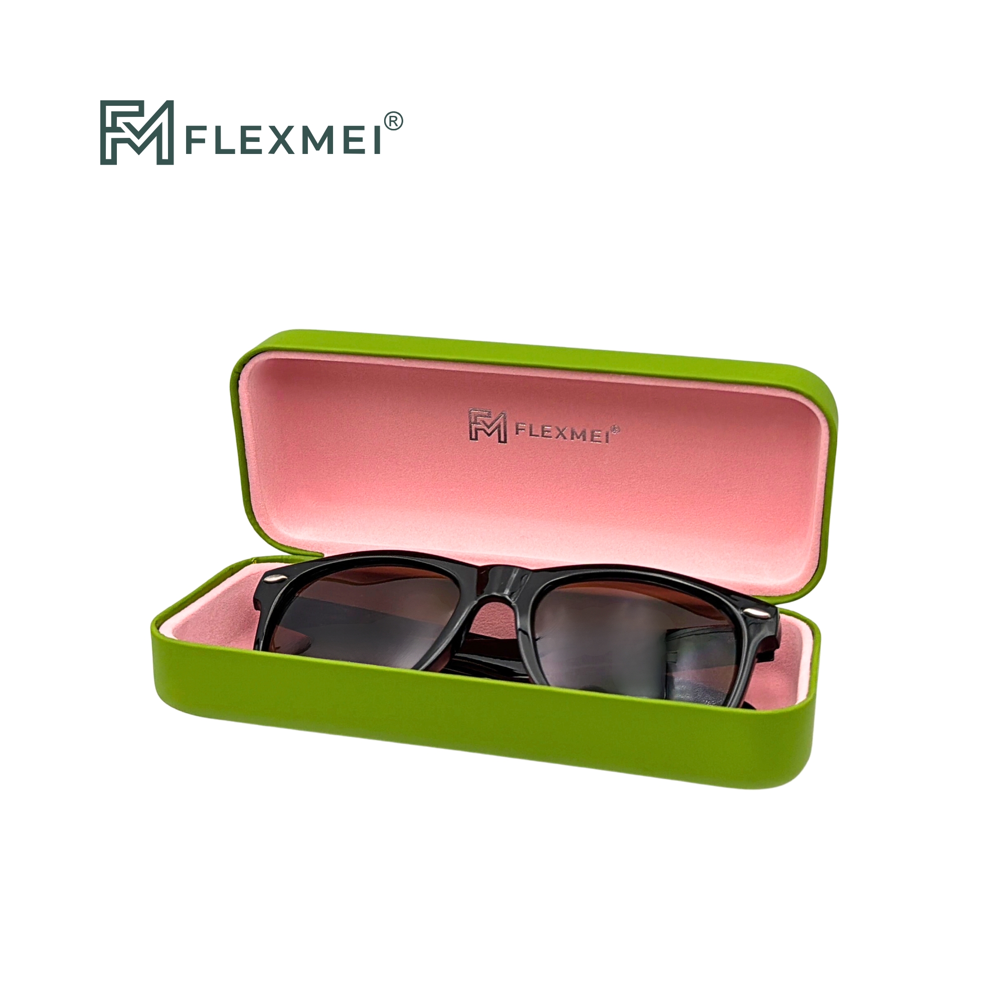 Rounded Oval PU Leather Eyewear Case-Grass Green