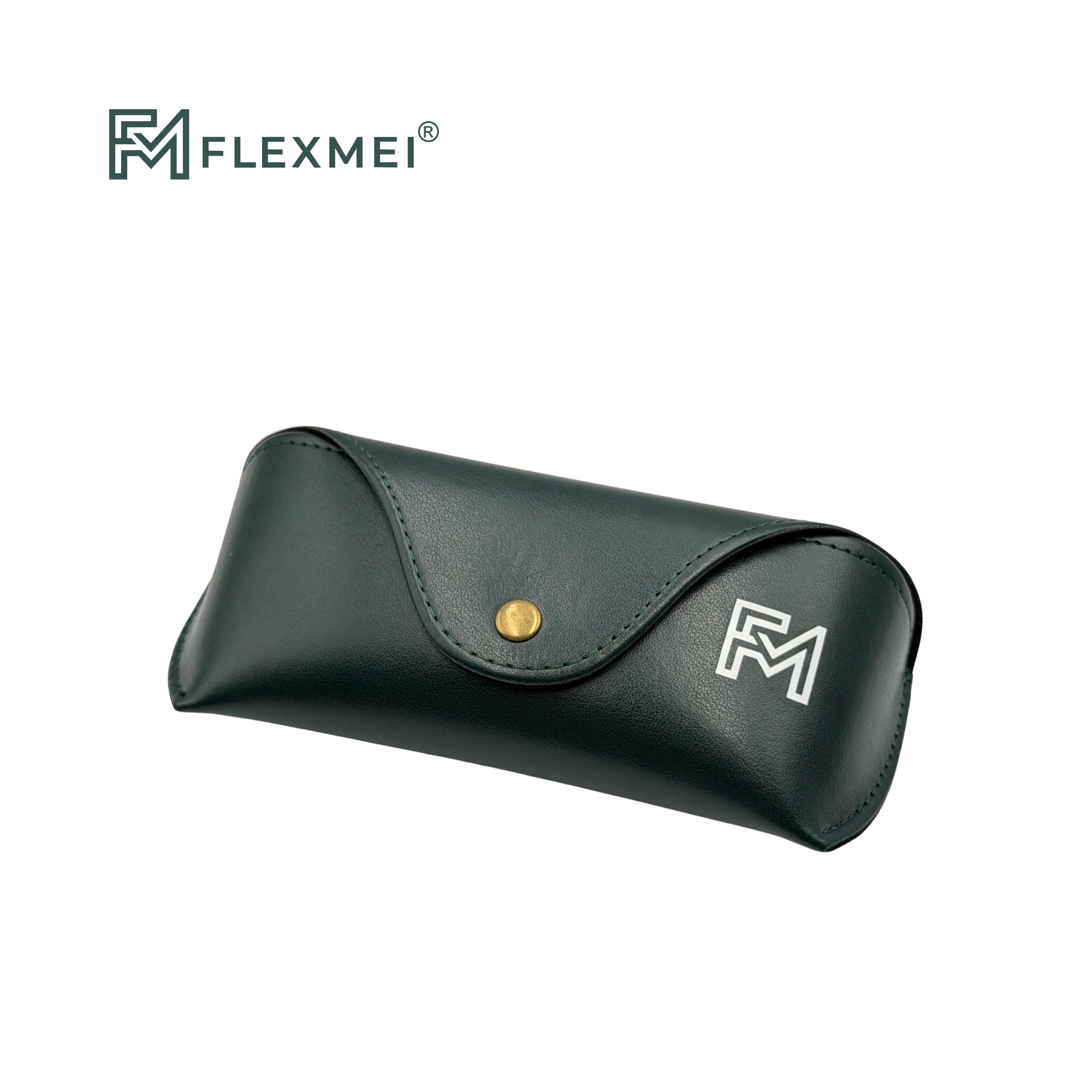 Vegan Leather Flap Eyewear Case-Dark Green