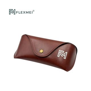Vegan Leather Flap Eyewear Case-Brown