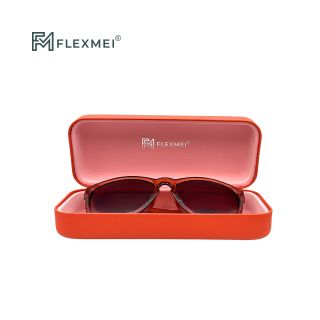Rounded Oval PU Leather Eyewear Case-Orange