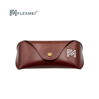 Vegan Leather Flap Eyewear Case-Brown