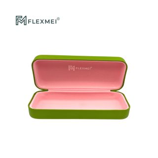 Rounded Oval PU Leather Eyewear Case-Grass Green