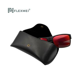 Vegan Leather Flap Eyewear Case-Black