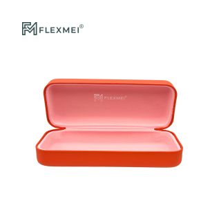 Rounded Oval PU Leather Eyewear Case-Orange