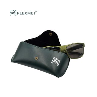 Vegan Leather Flap Eyewear Case-Dark Green