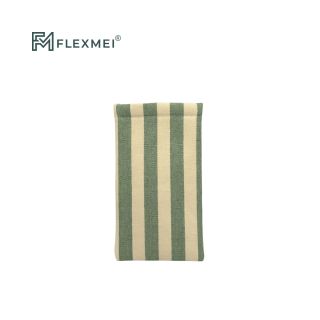 Striped Canvas Squeeze-Top Eyewear Pouch-Green