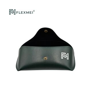 Vegan Leather Flap Eyewear Case-Dark Green