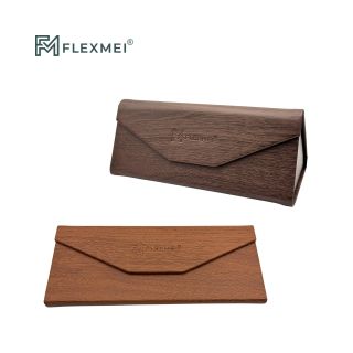 Wood-Grain Triangular Folding Eyewear Case